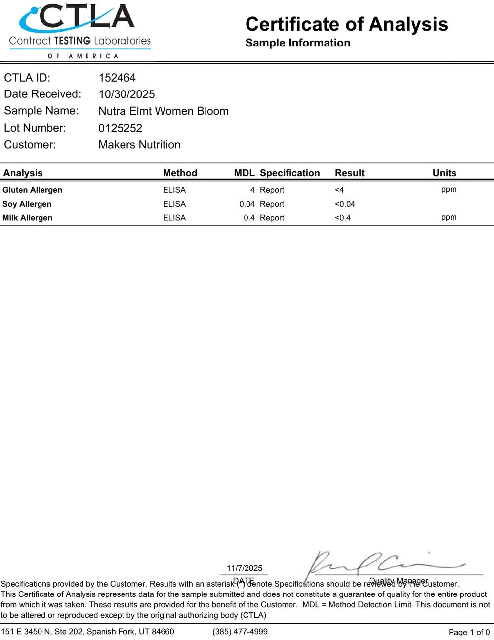 Third-Party Allergen Test