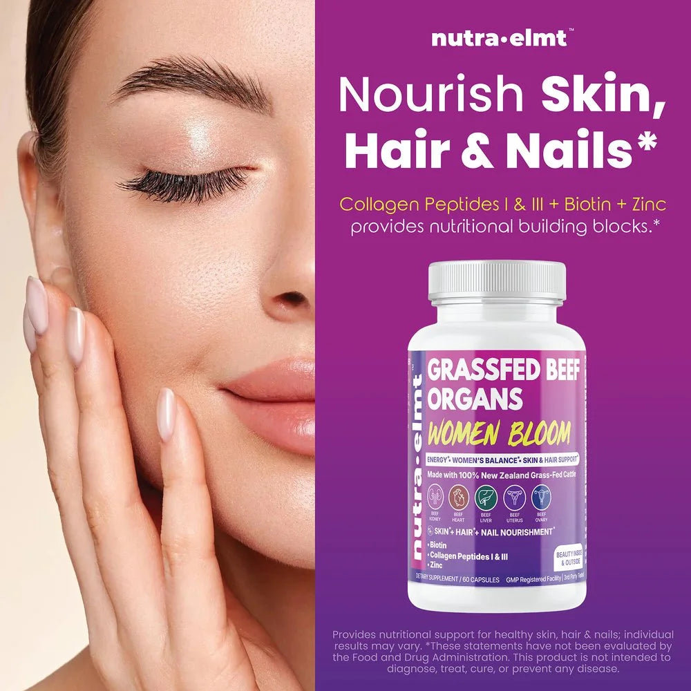 Nourish skin, hair and nails — Collagen Peptides Type I & III, Biotin 10,000 mcg and Zinc beauty support