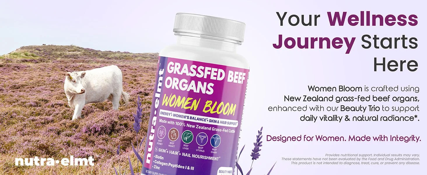 Your wellness journey starts here — Women Bloom crafted with New Zealand grass-fed beef organs
